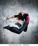 stock photo young woman dancer jumping on wall background 67091575